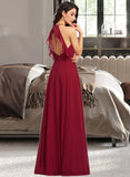 Kasey A-Line Scoop Neck Floor-Length Bridesmaid Dress With Ruffle STIP0013277