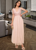 Madeleine A-LineV-neckAnkle-LengthBridesmaidDress#273662 STIP0013281