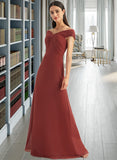 Giana Sheath/Column Off-the-Shoulder Floor-Length Bridesmaid Dress With Ruffle STIP0013284