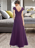 Lauren A-Line V-neck Floor-Length Bridesmaid Dress With Ruffle Pockets STIP0013285