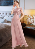 Sage A-Line Scoop Neck Floor-Length Bridesmaid Dress With Sequins Split Front STIP0013286