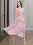 Daniella A-LineV-neckTea-LengthBridesmaidDress#273655 STIP0013290