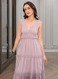 Daniella A-LineV-neckTea-LengthBridesmaidDress#273655 STIP0013290