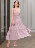 Daniella A-LineV-neckTea-LengthBridesmaidDress#273655 STIP0013290