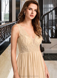 Charlotte A-Line V-neck Floor-Length Bridesmaid Dress With Sequins STIP0013291