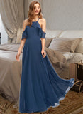 Abagail A-Line Square Neckline Floor-Length Chiffon Bridesmaid Dress STIP0013294