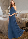 Abagail A-Line Square Neckline Floor-Length Chiffon Bridesmaid Dress STIP0013294