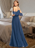 Abagail A-Line Square Neckline Floor-Length Chiffon Bridesmaid Dress STIP0013294