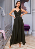 Persis A-LineV-neckAnkle-LengthBridesmaidDressWithSequinsSplitFront#273658 STIP0013298