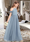 Karlie A-Line Scoop Neck Floor-Length Chiffon Junior Bridesmaid Dress With Ruffle STIP0013302