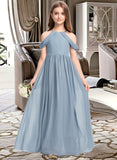 Karlie A-Line Scoop Neck Floor-Length Chiffon Junior Bridesmaid Dress With Ruffle STIP0013302