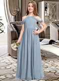 Karlie A-Line Scoop Neck Floor-Length Chiffon Junior Bridesmaid Dress With Ruffle STIP0013302