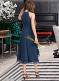 Kasey A-Line Scoop Neck Asymmetrical Chiffon Junior Bridesmaid Dress With Ruffles STIP0013303