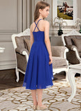 Shyann A-Line Scoop Neck Asymmetrical Chiffon Junior Bridesmaid Dress With Ruffle STIP0013304