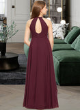 Abril A-Line Scoop Neck Asymmetrical Chiffon Junior Bridesmaid Dress With Ruffle STIP0013306