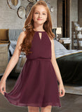 Perla A-Line Scoop Neck Knee-Length Chiffon Junior Bridesmaid Dress With Bow(s) STIP0013308