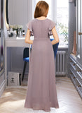 Mariela A-Line V-neck Asymmetrical Chiffon Junior Bridesmaid Dress With Ruffle Bow(s) STIP0013315