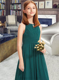 Prudence A-Line Scoop Neck Floor-Length Chiffon Junior Bridesmaid Dress With Ruffle STIP0013320