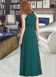 Prudence A-Line Scoop Neck Floor-Length Chiffon Junior Bridesmaid Dress With Ruffle STIP0013320