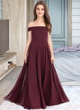 Zoie A-Line Off-the-Shoulder Floor-Length Chiffon Junior Bridesmaid Dress STIP0013323