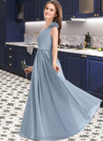 Morgan A-Line One-Shoulder Floor-Length Chiffon Junior Bridesmaid Dress With Ruffle Flower(s) STIP0013332