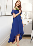 Janiyah A-Line Off-the-Shoulder Asymmetrical Chiffon Junior Bridesmaid Dress With Cascading Ruffles STIP0013338