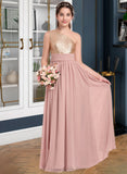 Bridget A-Line One-Shoulder Floor-Length Chiffon Junior Bridesmaid Dress With Ruffle STIP0013340