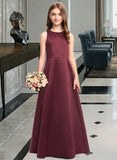 Joanne A-Line Scoop Neck Floor-Length Satin Junior Bridesmaid Dress STIP0013348