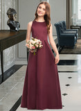 Joanne A-Line Scoop Neck Floor-Length Satin Junior Bridesmaid Dress STIP0013348