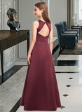 Joanne A-Line Scoop Neck Floor-Length Satin Junior Bridesmaid Dress STIP0013348