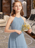 Jadyn A-Line Scoop Neck Floor-Length Chiffon Junior Bridesmaid Dress With Ruffle STIP0013353