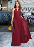 Frida A-Line Scoop Neck Floor-Length Chiffon Junior Bridesmaid Dress STIP0013357