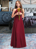 Frida A-Line Scoop Neck Floor-Length Chiffon Junior Bridesmaid Dress STIP0013357