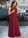 Frida A-Line Scoop Neck Floor-Length Chiffon Junior Bridesmaid Dress STIP0013357