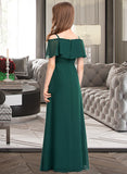 Haylee A-Line Off-the-Shoulder Floor-Length Chiffon Junior Bridesmaid Dress With Bow(s) STIP0013359