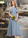 Kyla A-Line Scoop Neck Floor-Length Chiffon Junior Bridesmaid Dress With Cascading Ruffles STIP0013367