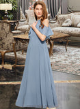 Kyla A-Line Scoop Neck Floor-Length Chiffon Junior Bridesmaid Dress With Cascading Ruffles STIP0013367