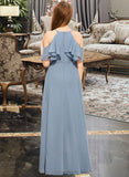 Kyla A-Line Scoop Neck Floor-Length Chiffon Junior Bridesmaid Dress With Cascading Ruffles STIP0013367