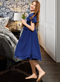 Kelly A-Line Scoop Neck Knee-Length Chiffon Junior Bridesmaid Dress With Bow(s) STIP0013372