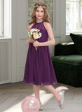 Adelyn A-Line Scoop Neck Knee-Length Chiffon Junior Bridesmaid Dress STIP0013379