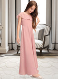 Sarai A-Line Scoop Neck Floor-Length Chiffon Junior Bridesmaid Dress With Cascading Ruffles STIP0013382