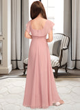 Sarai A-Line Scoop Neck Floor-Length Chiffon Junior Bridesmaid Dress With Cascading Ruffles STIP0013382