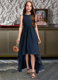 Laura A-Line Scoop Neck Asymmetrical Chiffon Junior Bridesmaid Dress STIP0013384