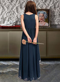 Laura A-Line Scoop Neck Asymmetrical Chiffon Junior Bridesmaid Dress STIP0013384