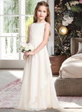 Regina A-Line Scoop Neck Floor-Length Chiffon Junior Bridesmaid Dress With Cascading Ruffles STIP0013394