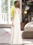 Regina A-Line Scoop Neck Floor-Length Chiffon Junior Bridesmaid Dress With Cascading Ruffles STIP0013394