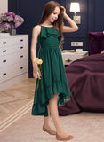 Nyla A-Line Scoop Neck Asymmetrical Chiffon Junior Bridesmaid Dress With Cascading Ruffles STIP0013395