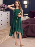 Nyla A-Line Scoop Neck Asymmetrical Chiffon Junior Bridesmaid Dress With Cascading Ruffles STIP0013395