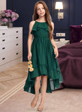 Nyla A-Line Scoop Neck Asymmetrical Chiffon Junior Bridesmaid Dress With Cascading Ruffles STIP0013395