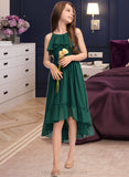 Nyla A-Line Scoop Neck Asymmetrical Chiffon Junior Bridesmaid Dress With Cascading Ruffles STIP0013395